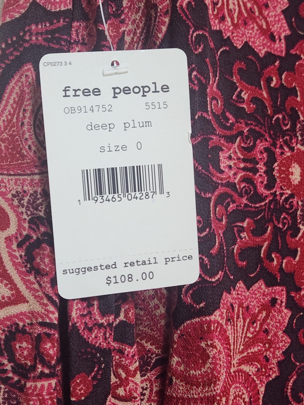 💐NWT Free People At The Shore Skirt Sz 0 Handkerchief Sharkbite Hem Red Paisley - Picture 7 of 16